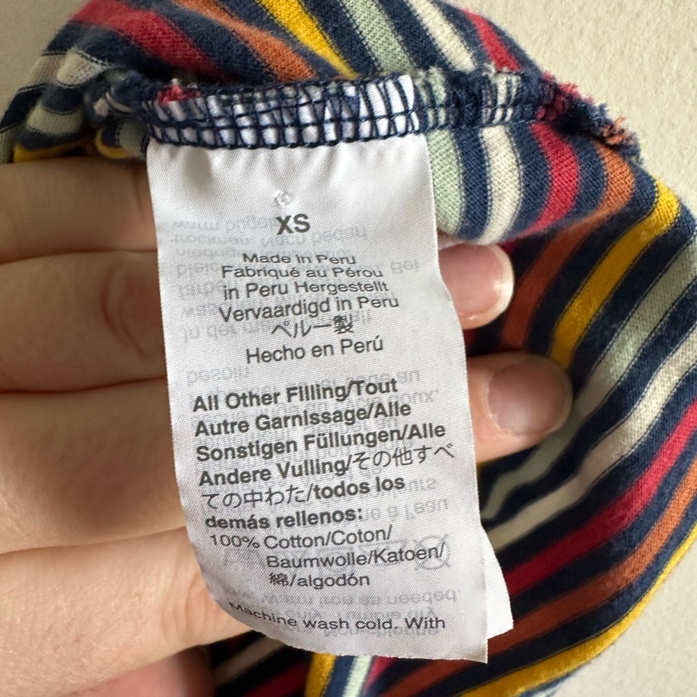 Madewell Knot-Front Tee in Rainbow Stripe Moon Rainbow Short Sleeve T-Shirt - Picture 9 of 10